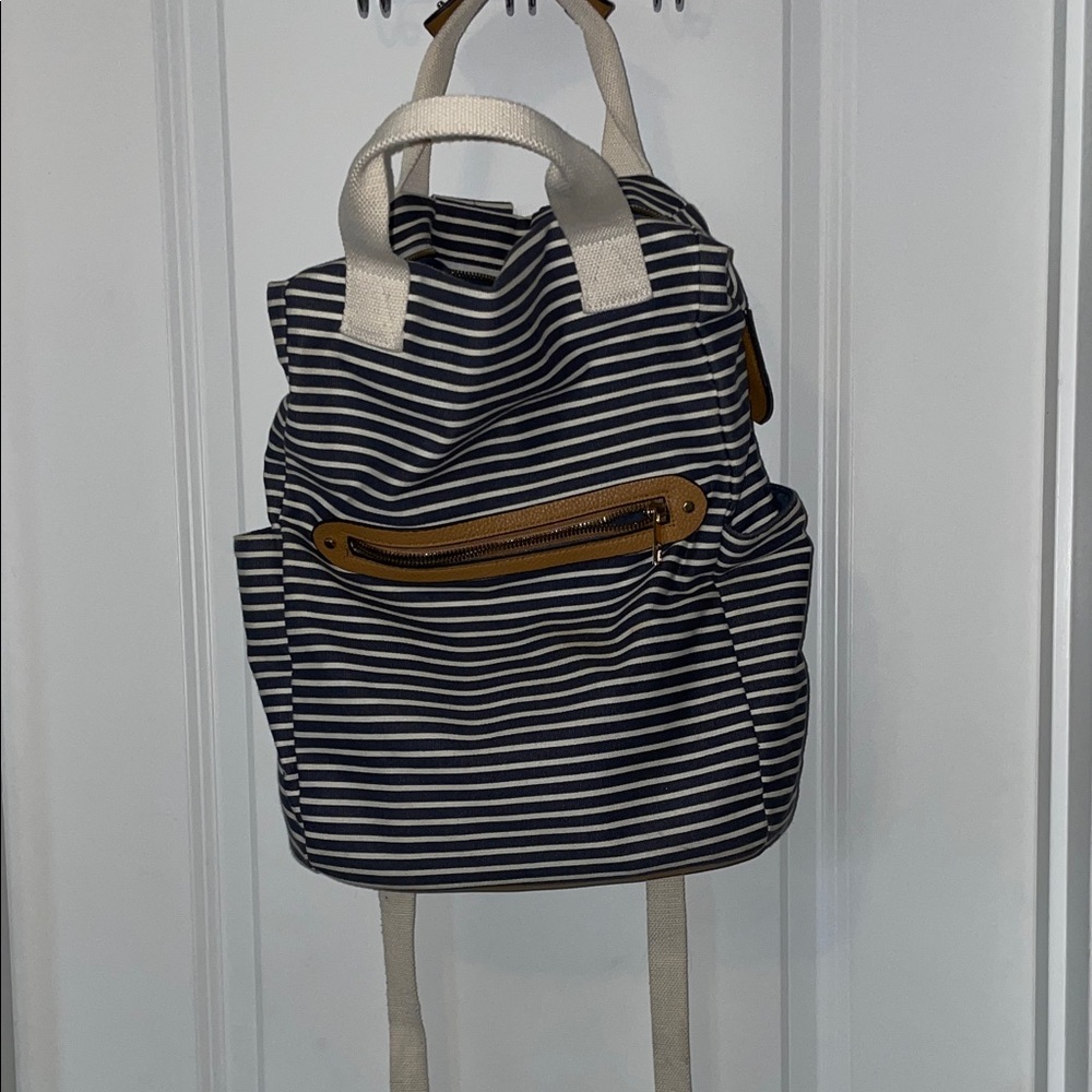 Striped Navy and White Backpack